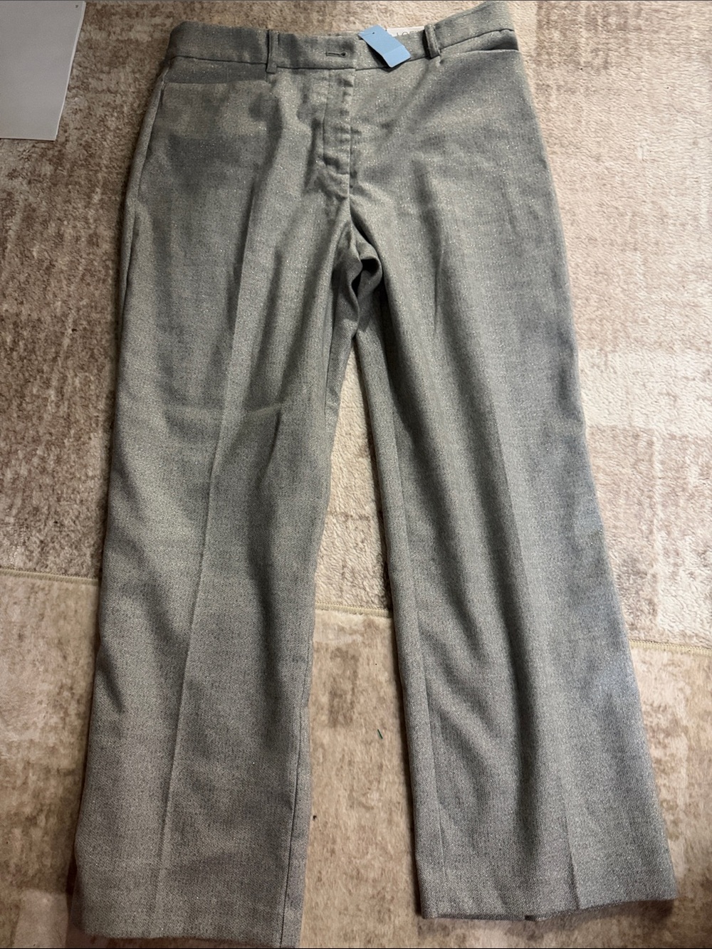 LOFT Straight Leg Pants in Light Gray with shimmer
